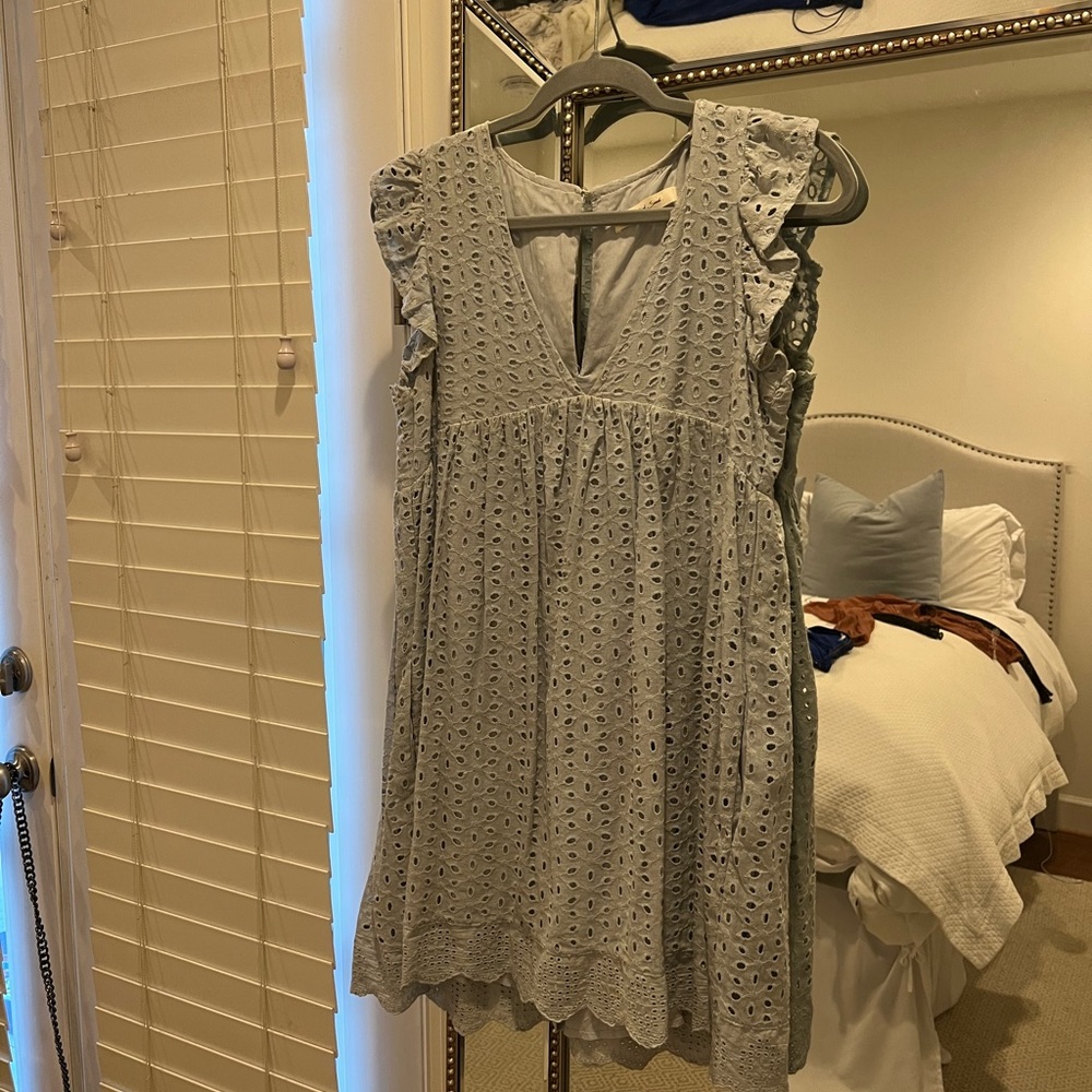 Light Blue Mustard Seed Eyelet Babydoll Dress Gem